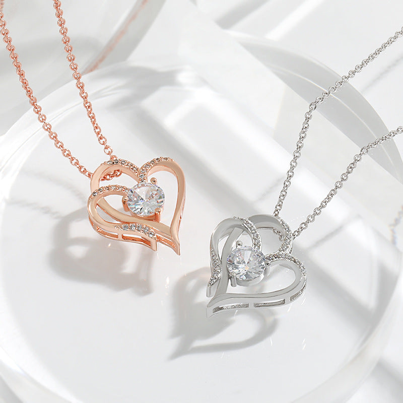 Zircon Double Love Necklace - Essential Jewel