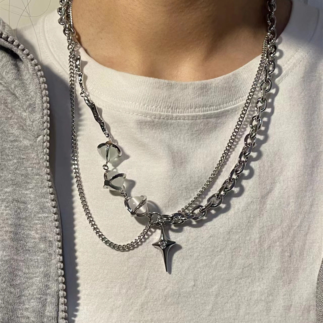 Opal Titanium Steel Necklace - Essential Jewel