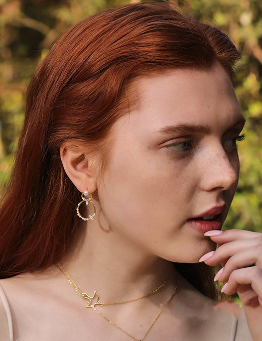 Double Circle Pearl Earring - Essential Jewel