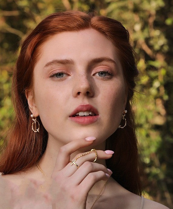 Double Circle Pearl Earring - Essential Jewel